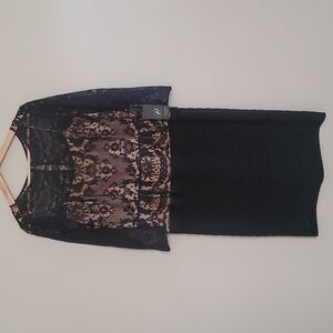 NWT Adrianna Papell Black Lace Sheath Dress 12